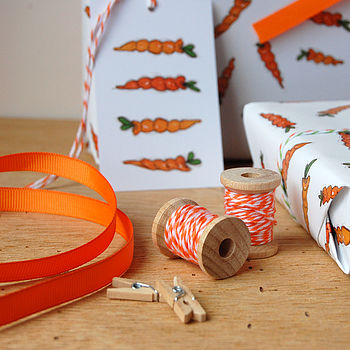Illustrated Carrot Recyclable Wrapping Paper Set, 4 of 8