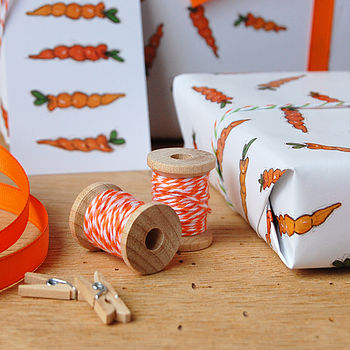 Illustrated Carrot Recyclable Wrapping Paper Set, 5 of 8
