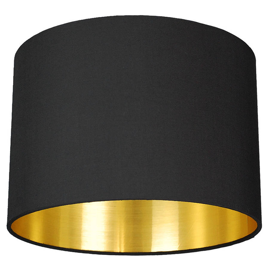 Brushed Gold Lined Lamp Shade 40, Black Linen Lamp Shade With Gold Lining