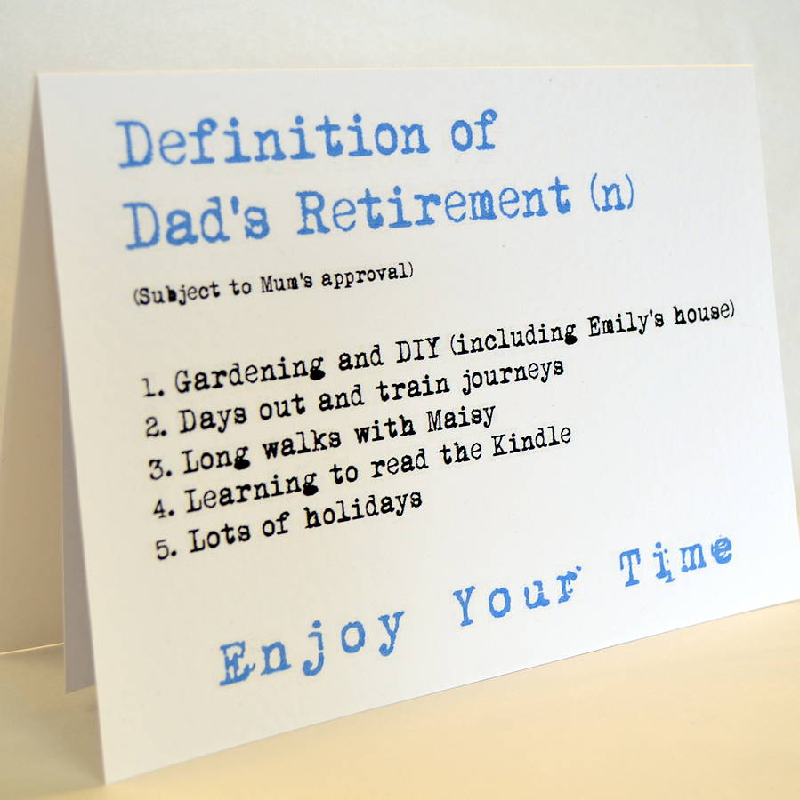 Personalised Definition Of Retirement Card