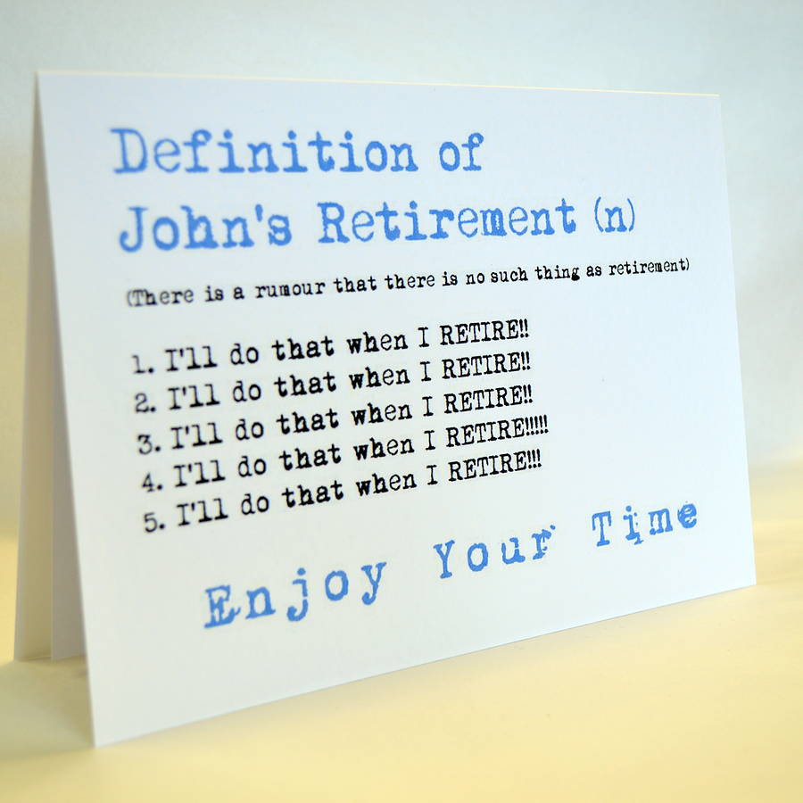 Personalised Definition Of Retirement Card