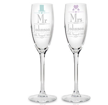 Personalised Wedding Mr And Mrs Flutes, 3 of 3
