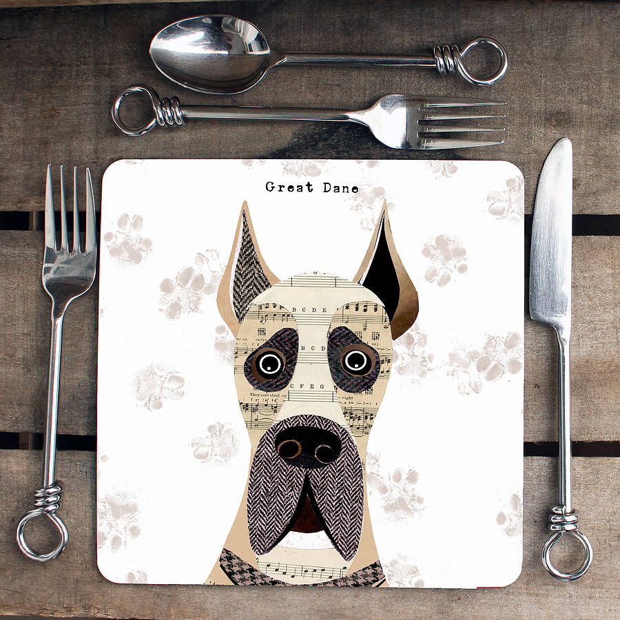 great dane personalised dog placemat by simon hart
