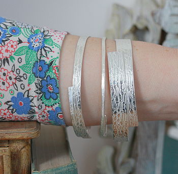 Handmade Lace Textured Silver Bangle, 8 of 11
