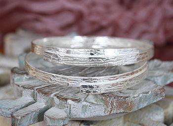 Handmade Lace Textured Silver Bangle, 6 of 11