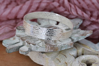 Handmade Lace Textured Silver Bangle, 7 of 11