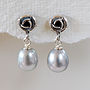 Silver Rose Pearl Drop Earrings, thumbnail 1 of 7