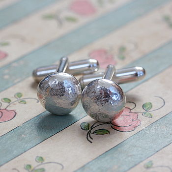 Handmade Silver Pebble Cufflinks, 2 of 5