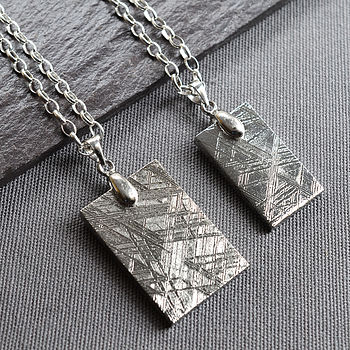 meteorite necklace tag silver muonionalusta dog notonthehighstreet ring