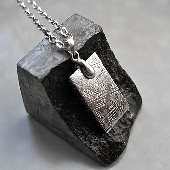 Meteorite Pendant Necklace, Round - Luke Adams Glass Blowing Studio