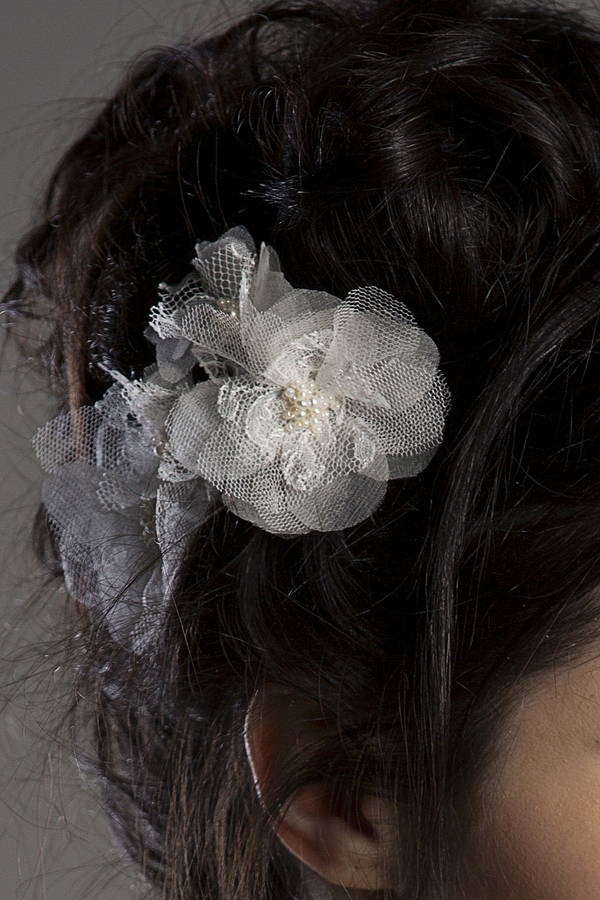 aurora lace silk flower hair comb by lovebysusie