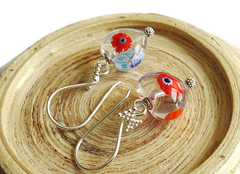 Valentines Murano Glass Millefiori Heart Earrings, 4 of 6