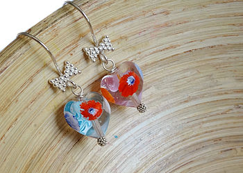 Valentines Murano Glass Millefiori Heart Earrings, 5 of 6