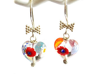 Valentines Murano Glass Millefiori Heart Earrings, 6 of 6