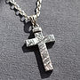 Muonionalusta Meteorite And Silver Cross Necklace, thumbnail 1 of 8