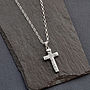 Muonionalusta Meteorite And Silver Cross Necklace, thumbnail 3 of 8