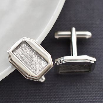 Meteorite And Sterling Silver Cufflinks By Martha Jackson Sterling Silver