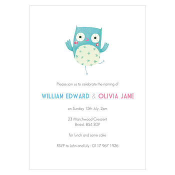 Personalised Twins Naming Day Invitations, 3 of 8