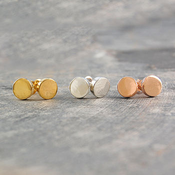 Disk Sterling Silver And Gold Plated Stud Earrings, 2 of 4