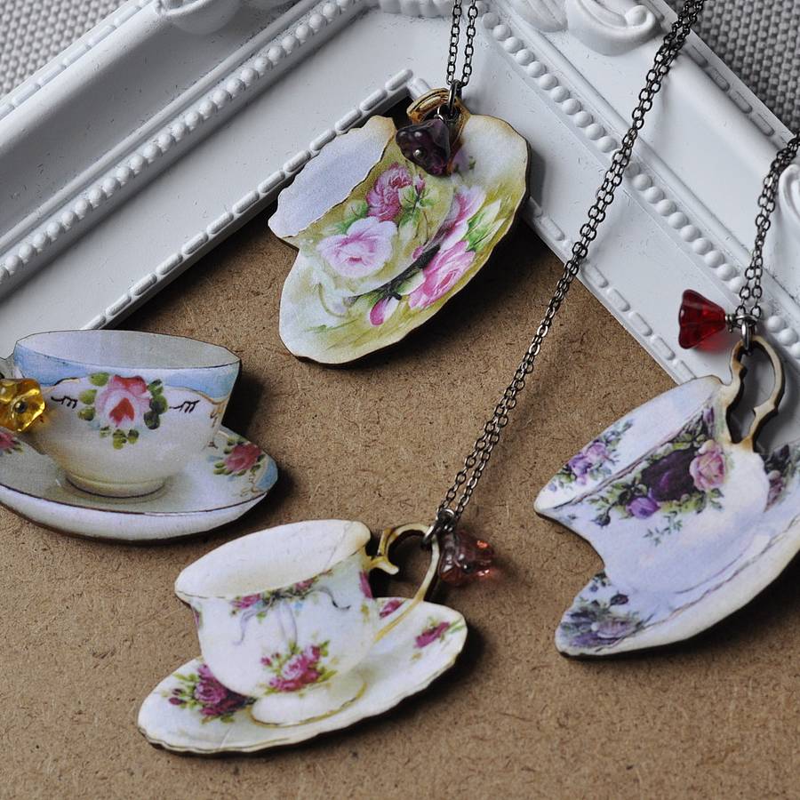 Wooden Teacup Necklace By artysmarty