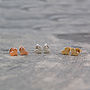 Tiny Heart Sterling Silver/Gold Plated Stud Earrings, thumbnail 2 of 3