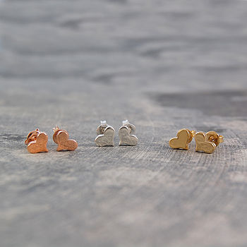 Tiny Heart Sterling Silver/Gold Plated Stud Earrings, 2 of 3