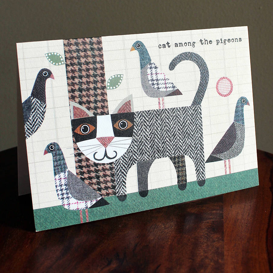 'Cat Among The Pigeons' Card By Simon Hart