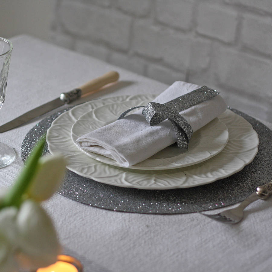 Silver Glitter Place Mat Set Of Two By The Wedding of my Dreams