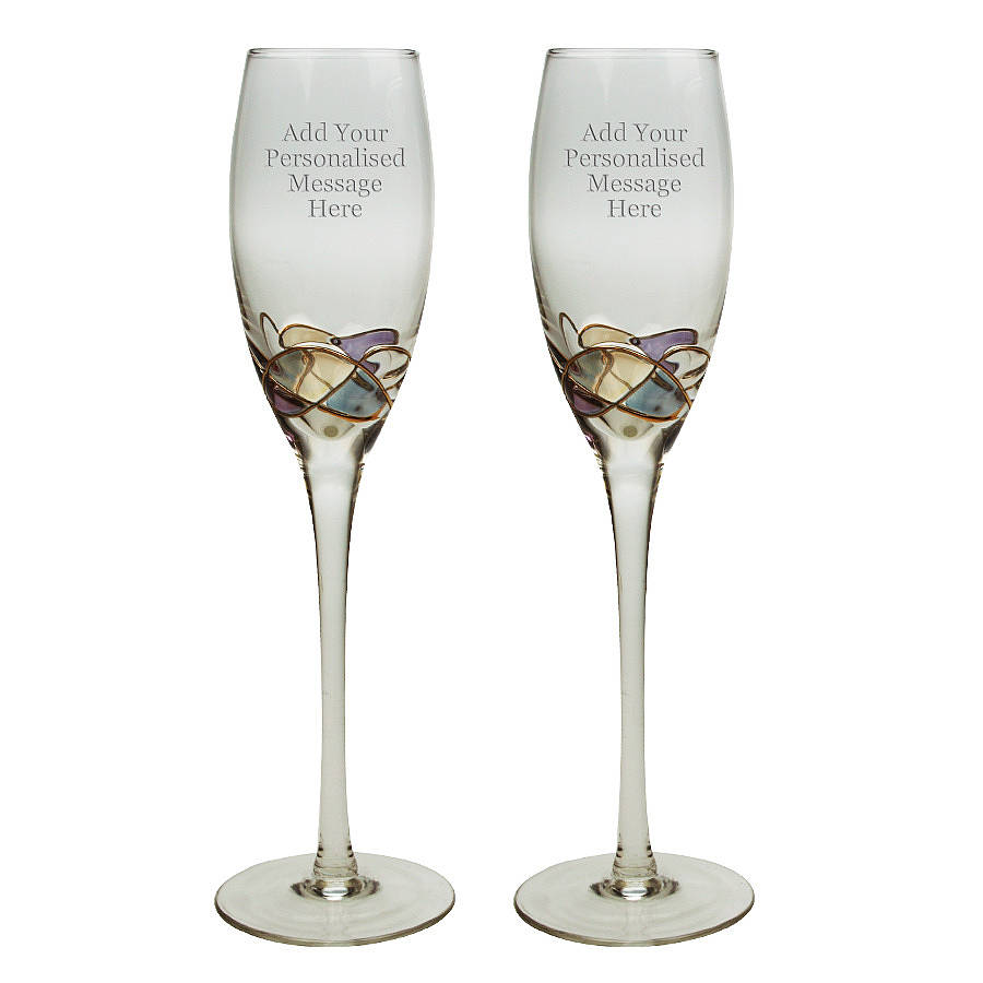 Personalised Stained Glass Champagne Flutes By