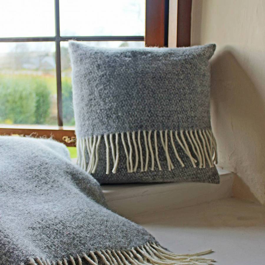 grey woven wool cushion by marquis & dawe