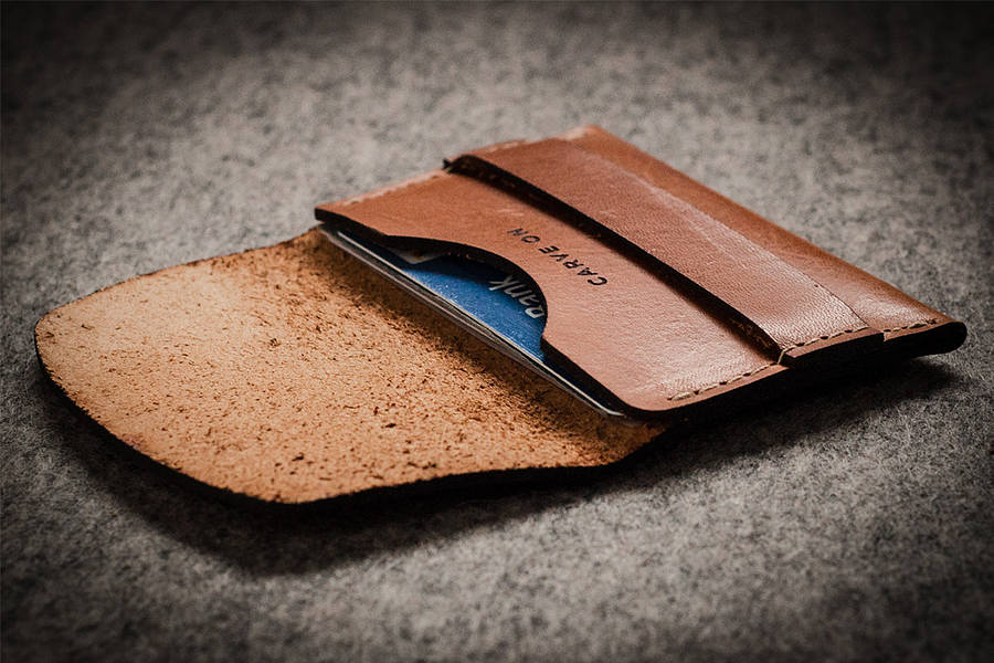 Personalised Vegetable Tanned Leather Card Wallet By Carve On ...