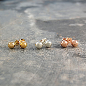 Ball Round Gold And Silver Stud Earrings, 3 of 4