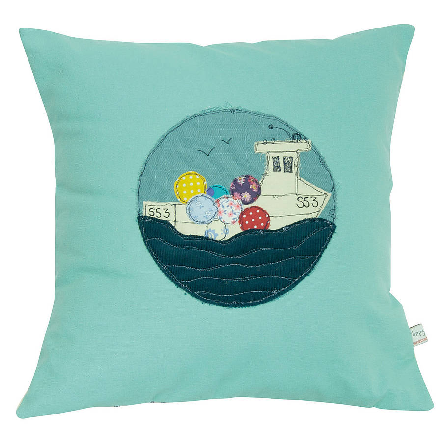 Embroidered Cushion Boat By Poppy Treffry