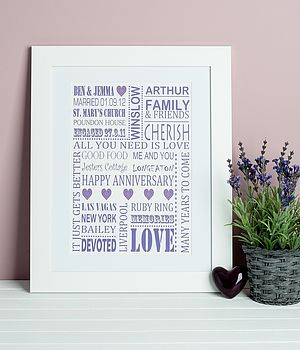 Personalised Wedding Anniversary Word Art Print, 2 of 3
