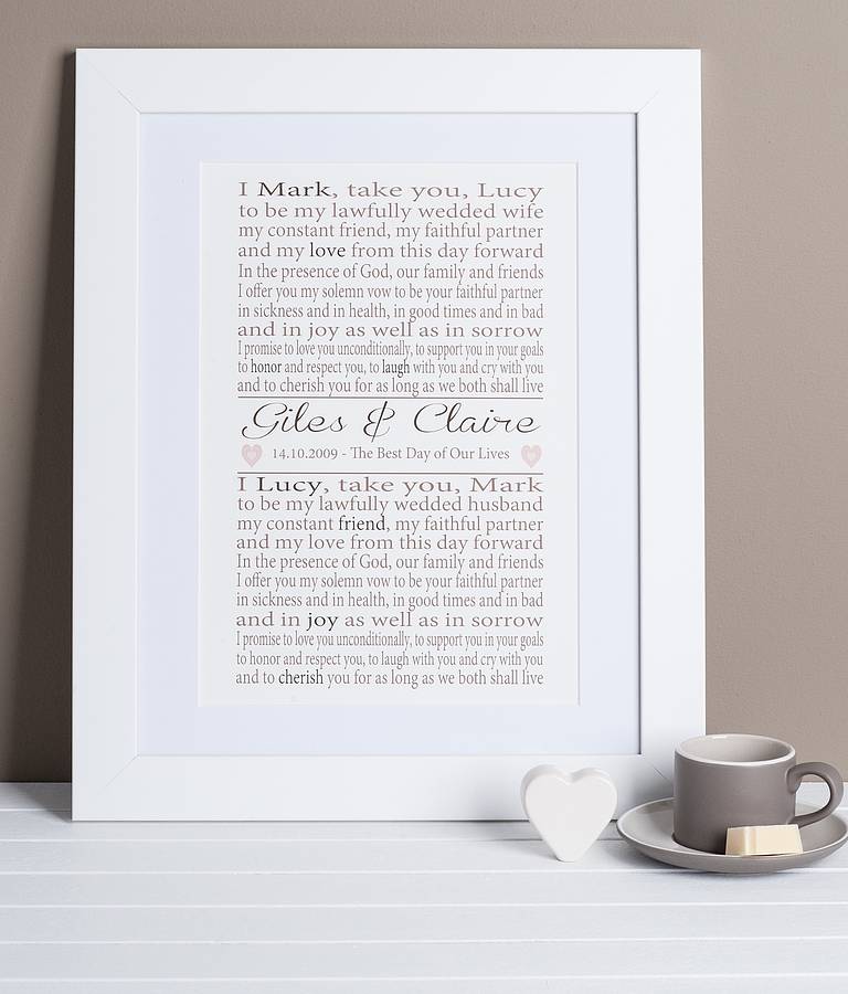 Personalised Wedding Vows Print, 1 of 4