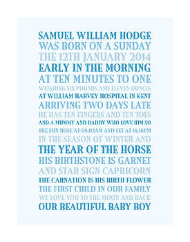 Personalised Baby Birth Story Print, 2 of 7