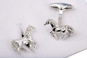Horse Cufflinks In 18 Ct Gold On Silver, 2 of 2