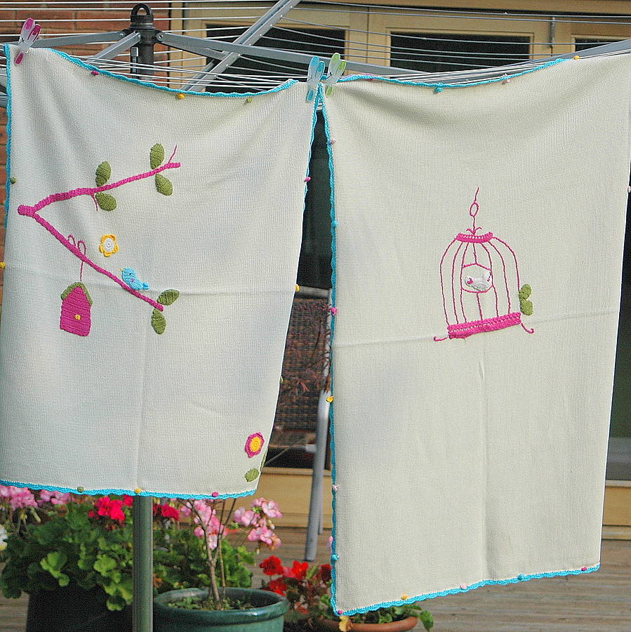 Personalised Knitted Bird Baby Blanket By The Alphabet Gift Shop