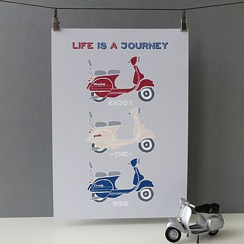 Personalised Retro Vespa Scooter Print, 4 of 12