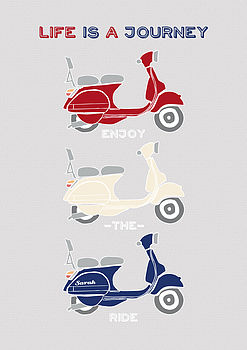 Personalised Retro Vespa Scooter Print, 9 of 12