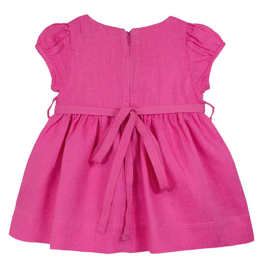 Baby Girl Linen Flower Dress With Knickers By Chateau de Sable