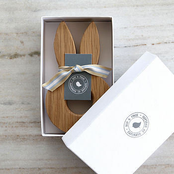 Wooden Oak Bunny Ears Egg Cup | Gift Boxed, 2 of 4