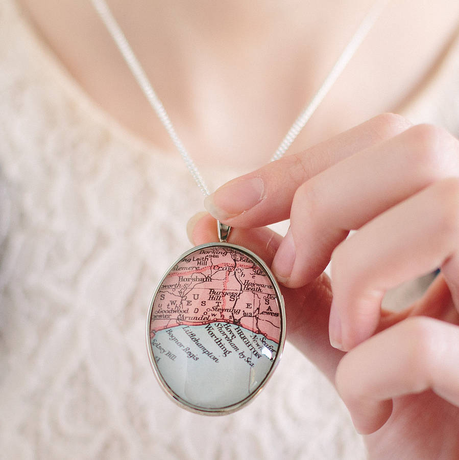 Map Personalised Pendant Necklace Oval By Ellie Ellie ...