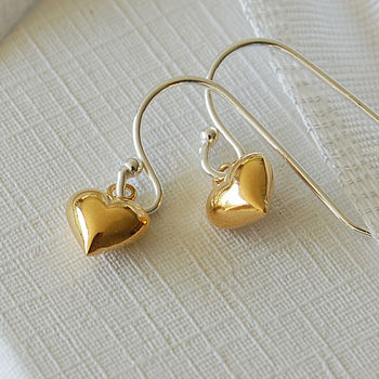 Tiny Gold Heart Drop Earrings By Carriage Trade | notonthehighstreet.com