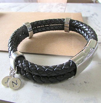 Mens Personalised Double Leather Bracelet, 3 of 6