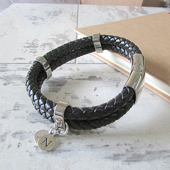Mens Personalised Double Leather Bracelet, 5 of 6
