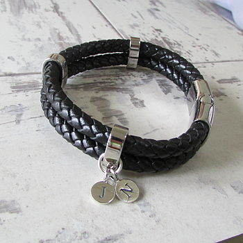 Mens Personalised Double Leather Bracelet, 6 of 6