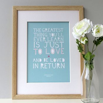 'To Love And Be Loved In Return' Personalised Print, 2 of 10