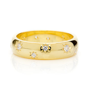 Fairtrade 18ct Gold Diamond Star Wedding Ring, 3 of 5