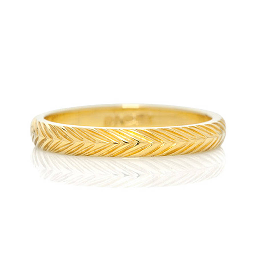 Fairtrade 18ct Gold Wheat Engraved Ring 3mm, 1 of 4